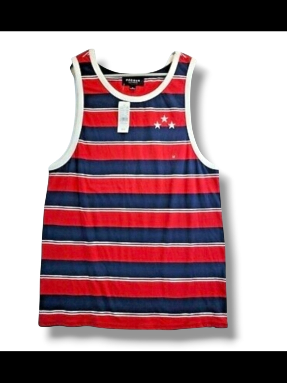 PACSUN - Small Striped Red & Navy Tank Top with Star Accent